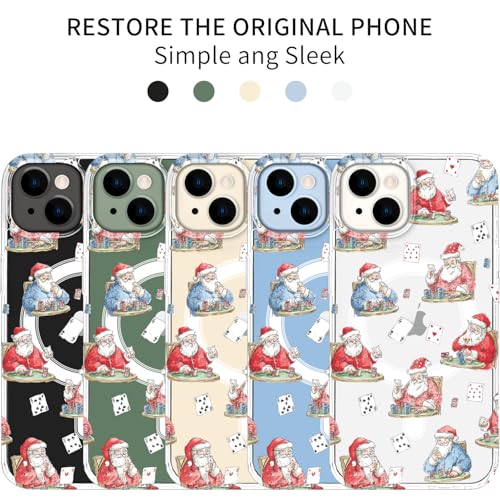 LuGeKe Capa para iPhone 17 Pro Max, jogo de pôquer de Papai Noel, compatível com acessórios MagSafe, capa protetora para celular fina e transparente à prova de choque para mulheres
