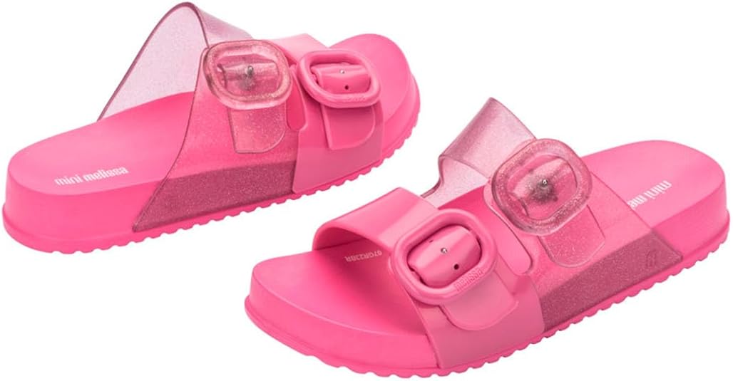 mini melissa Cozy Jelly Slides for Kids - Slip-on Jelly Shoes, Slip On  Sandals for Girls, Open Toe Summer Shoes, Adjustable, Pink/Glitter, 12  Little Kid: Amazon.co.uk: Fashion