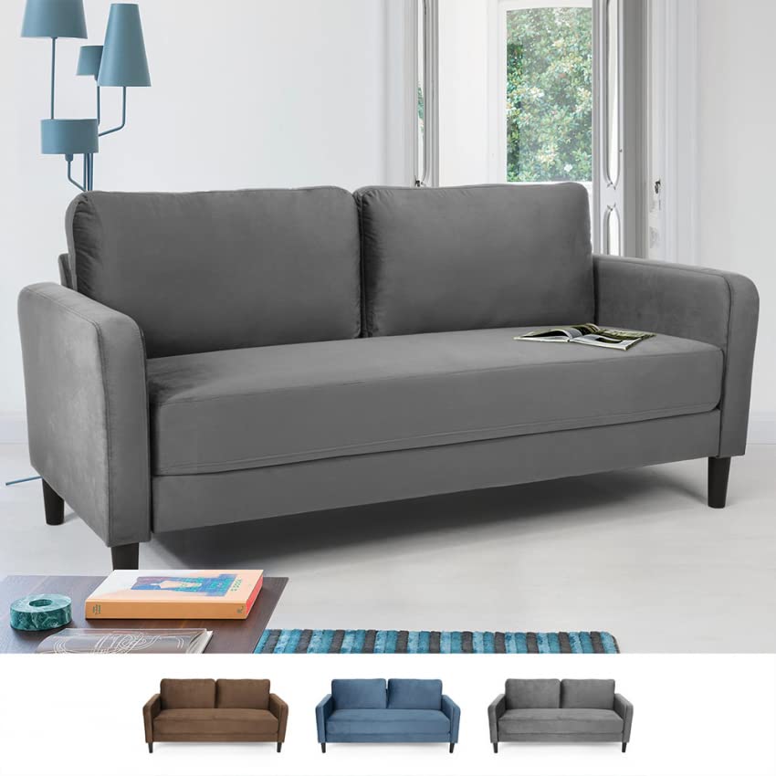 Produce Shop Divano 3 posti Design Moderno per Soggiorno e salotti in Tessuto Portland - Grigio