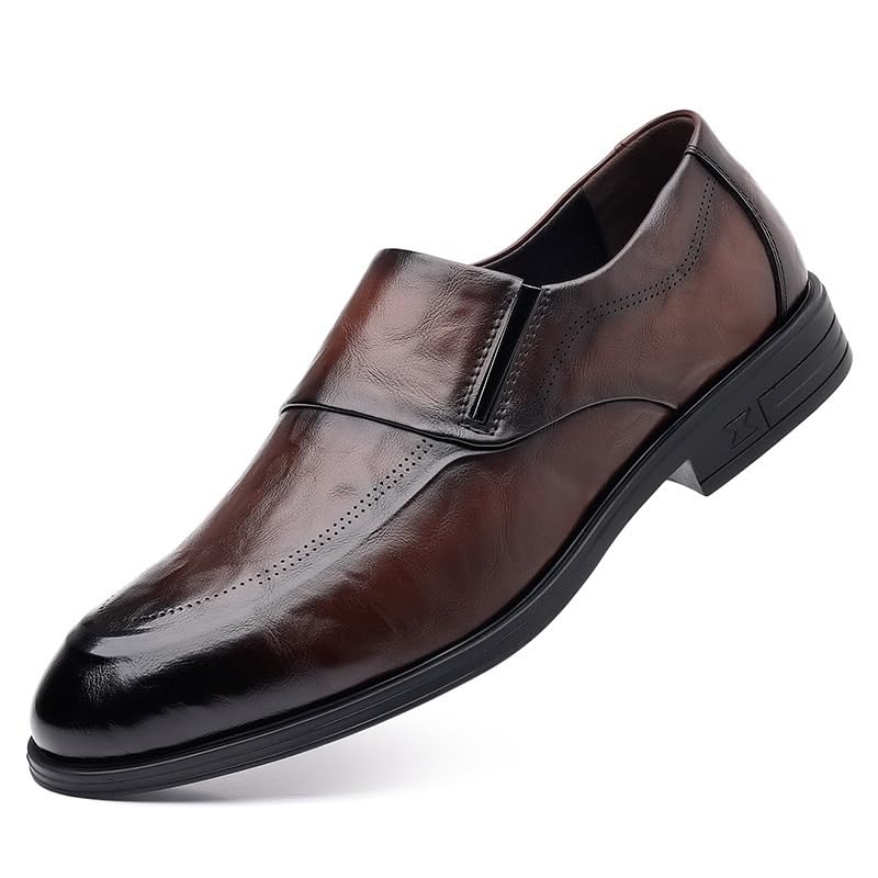 Men's Slip On Shoes Classic Formal Pointed Toe Business Oxfords Shoes Faux Patent Leather Dress Shoes for Men