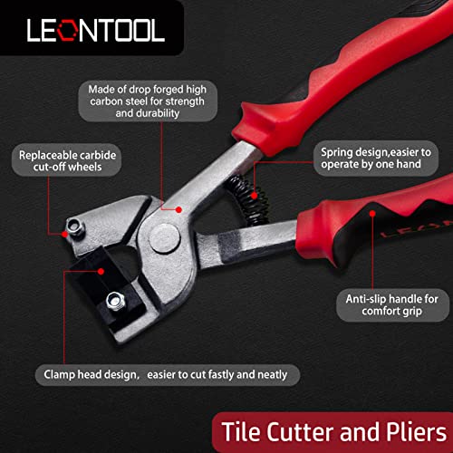 LEONTOOL Mosaic Tile Nippers 7.5-Inch Tile Cutter with Plastic Breaker Bar Scribing Wheel Manual Mirror Cutter Plier Glass Cutting Tools Tile Mosaic Trimmer Nipper Cutter Pliers - Image 2