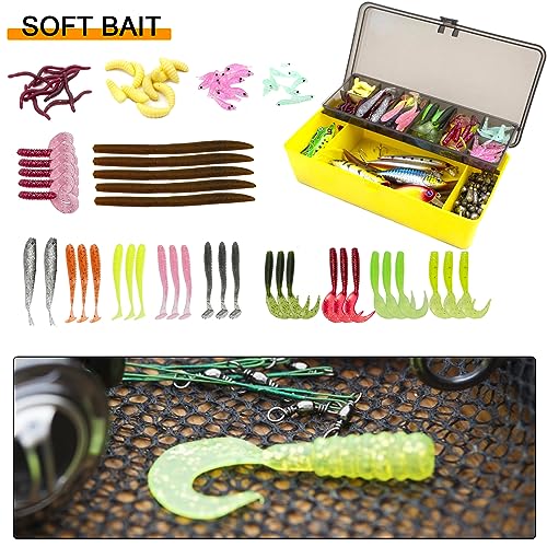 FREE FISHER 318pcs Fishing Lures Baits Accessories Kit Including Fishing Soft Lures, Hooks, Weights Sinkers, Jigs, Crankbait, Minnow, Swivels, Beads Terminal Tackle Kits for Fresh and Saltwater - Thumbnail 7