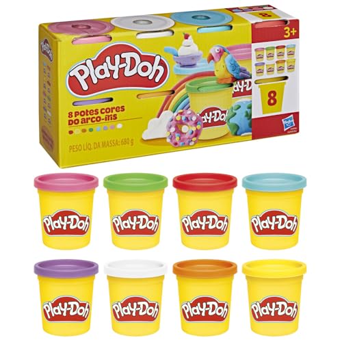 Image of Play-Doh 8 Pack Rainbow Colors, 3 Ounce Cans of Modeling Compound, Kids Arts & Crafts, Preschool Toys for Girls & Boys 3+