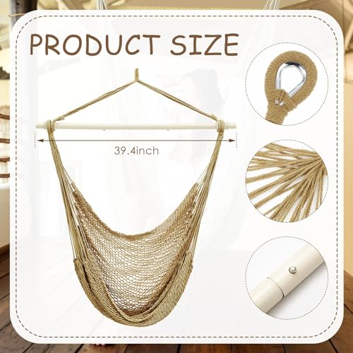 Barydat SIJ-BARYDAT-5221 2 Pcs Hanging Hammock Chair Boho Swing Chair Indoor Outdoor Cotton Rope Weaving Chair thumb #1