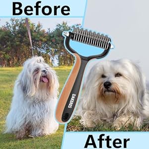 Pet Grooming Supplies - 2-in-1 undercoat rake and dematting tool for dogs,dog/cat brush for shedding,deshedding dog brush for long haired dogs and cats,furminator for cats/dogs,Orange. Pet Grooming Supplies – 2-in-1 undercoat rake and dematting tool for dogs,dog/cat brush for shedding,deshedding dog brush for long haired dogs and cats,furminator for cats/dogs,Orange.