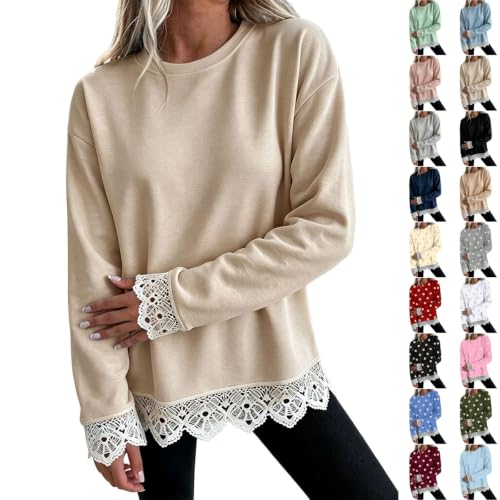 Oversized Sweatshirt for Women Scalloped Cute Lace Pullover Sweatshirts - image 1