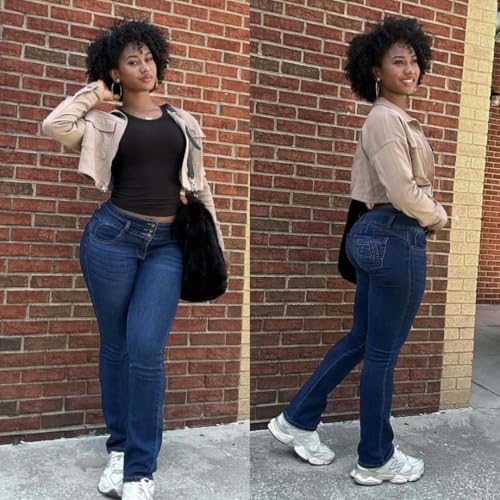 Image of Moda Xpress Women's Butt Lifting High Waisted Bootcut Jeans - Stretchy, Comfortable Flare Jeans in Junior Size Vintage Style