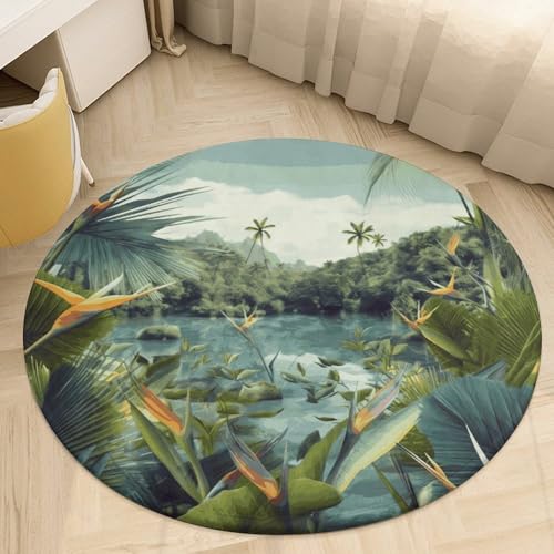 Alfombra pequeña lavable de alta suavidad y diseño tropical para hogar 7