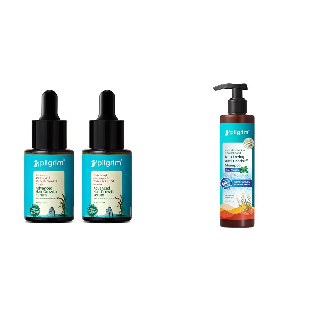 Pilgrim Redensyl 3% + Anagain 4% + 5% Capilia Stem Advanced Hair Growth Serum with Rosemary, Controls H & Australian Tea Tree & Salicylic Acid Anti-Dandruff Shampoo with Cool Menthol 200ml-image-43