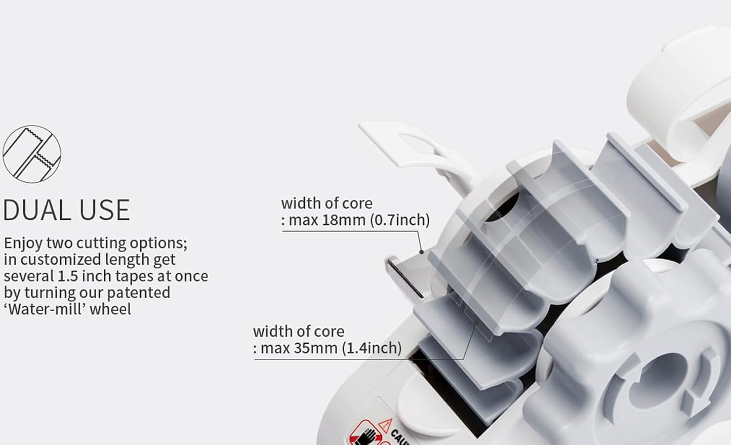 MoTEX Tape Dispenser with 3 Rolls Transparent Tape, Compatible 1 & 3 Inch Core (Black)