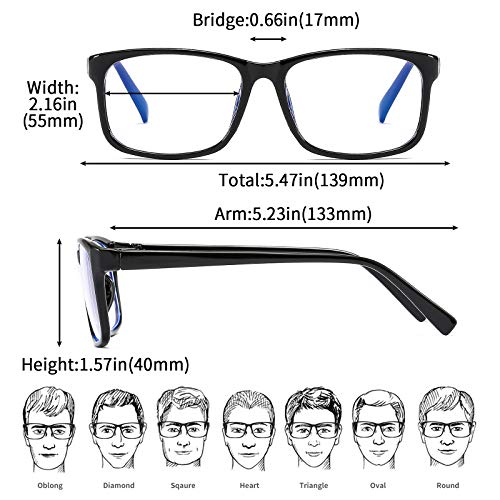 Image of 2 Pack Blue Light Blocking Glasses for Men Women Teens, Square Slender Frame with Spring Hinges, Computer Eyeglasses, Anti Glare Eye Strain Protection Clear Black Tortoise