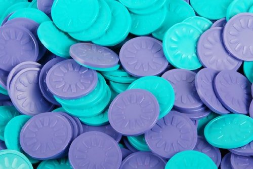 Embossed Tokens in Purple with Sun
