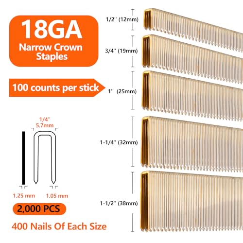 Refined and 

18 Gauge 1/4 Inch Narrow Crown Staples Assorted Size Project Pack