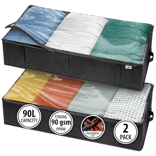 StorageExpert Closet Organizers and Storage - Maximize Space with Under Bed Storage Containers & Clothes Storage - Ideal Closet Organizer, Toy Storage Organizer & Underbed Storage (Black, 2 Pack)