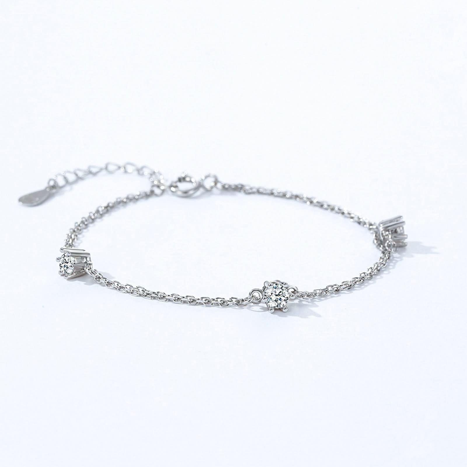 Pulseras para mujer, bonitas pulseras de cadena de doble capa con moissanita, regalos únicos para amigas y mujeres