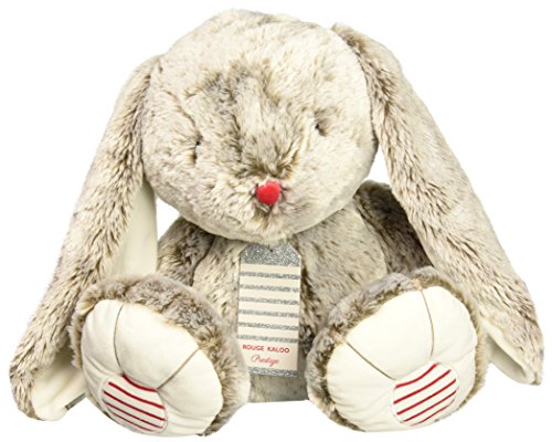 KALOO - Rouge Peluche Lapin Léo Gris Prestige 55 cm - Peluche en Fourrure Douce - Doudou Lapin Grandes Oreilles - Mélodie Toyland - Pattes Lestées - Dès la...