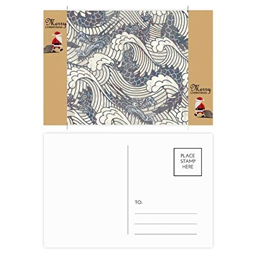 Cartes de remerciement motif dragon chinois bleu pour mariage et fête
