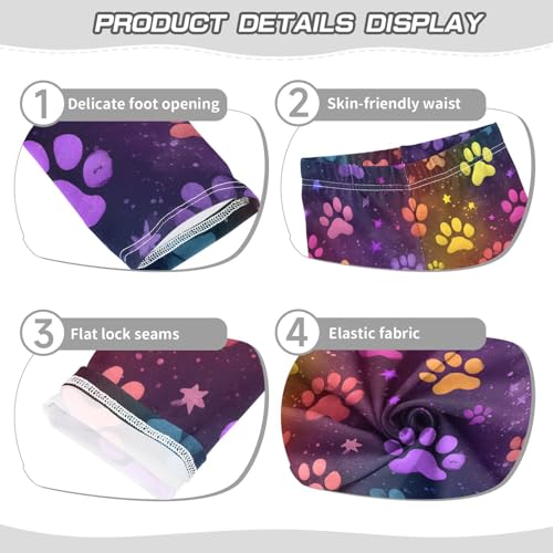 Colorful Glitter Dog Paw Girls Leggings Ultra Soft Compression Yoga Gym Pants for Kids 4-10T3