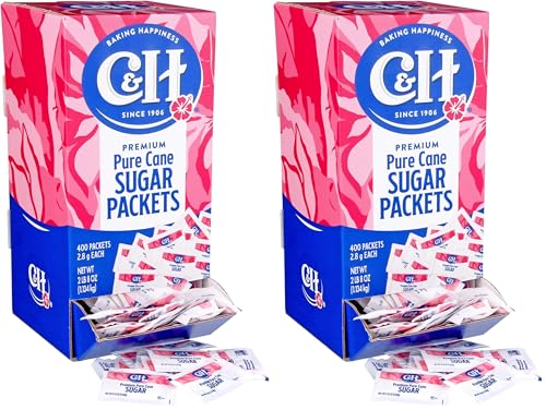 C&amp;H® Premium Pure Cane Sugar Packets, 400 Count Dispenser Box, 0.10 oz Each, 2 Pack