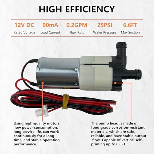 Image of DC12V Micro Water Pump 0.8LPM, Compatible With GE Profile Opal 2.0 Countertop Nugget Ice Maker, Replacement Pump For Ice Maker, Coffee Maker, Water Dispenser