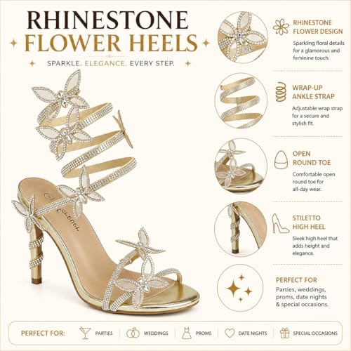Image of Forever Link Women Rhinestone Butterfly Wrap up Stiletto Heel Sandals