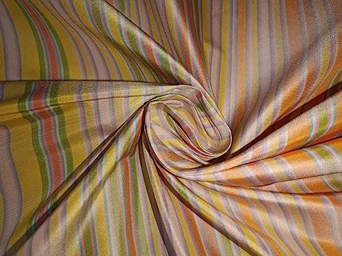 Tissu taffetas 100 % soie à rayures multicolores rigide Taf#S113