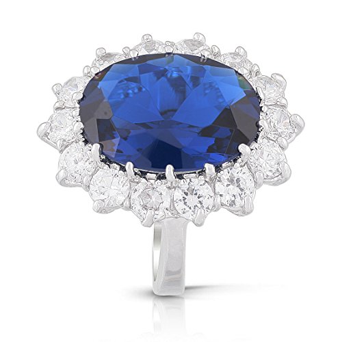 Royal Family Kate Middleton Engagement Inspired Ring Blue Sapphire Color CZ2