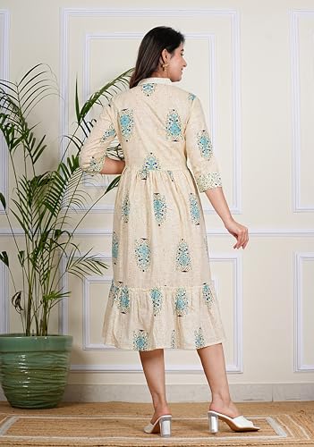 Image of Kuruti B Sheets Women's Cotton Floral Printed Regular Fit Anarkali Kurta for Women