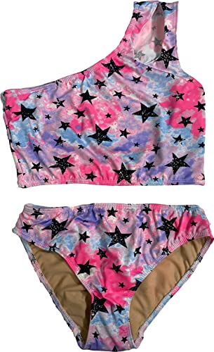Image of Cheryl Creations Kids Girl's Black Cute & Comfortable Two Piece One Shoulder Bathing Suit Bikini | Swimsuit