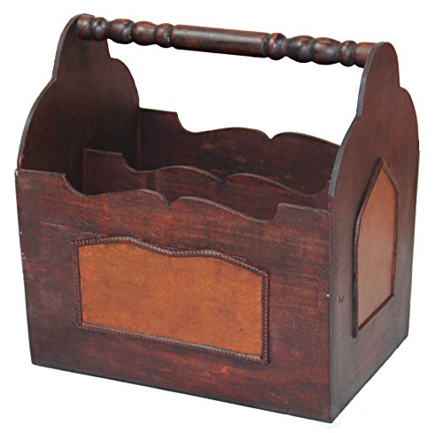 Vintiquewise(TM) Handcrafted Decorative Wooden Magazine Rack with Handle