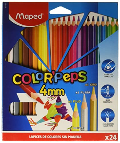 La mejor comparación de Colorantes de esta semana. 46 Maped Color´Peps Lapices de Colores, Triangulares, Extruidos, paquete de 24