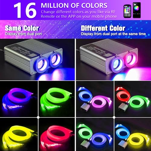 Image of Dual-Color Starlight Headliner Kit - 1300pcs 0.03in 13.5ft Fiber Optic Star Lights for Car with 32W RGBW, Shooting Meteor & Music Sync, APP /Remote Control for Car Roof /Bedroom Ceiling