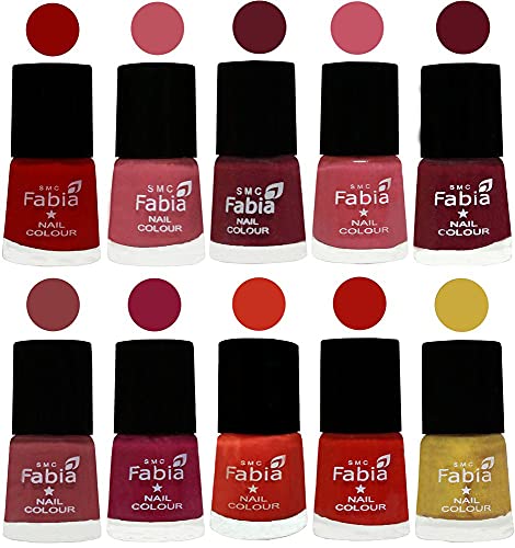 Image of SMC Fabia ALL IN ONE (PACK OF 10), Long Lasting Glossy Nail Polish, 6 ml Each, All Vibrant Colours,02419