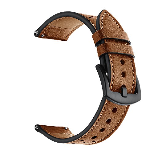 Intoval Compatible with Garmin Forerunner 245 Bands/Forerunner 245/645 Music,20mm Classic Leather Women Men Replacement Sport Band for Garmin Forerunner 245/645 GPS Running Watch.