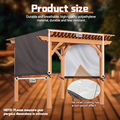 Wowangce Universal Pergola Replacement Canopy Outdoor Canopy Shade Cover Waterproof Shade Top Cover for Outdoor Patio Porch Backyard(14 x 10 ft,Coffee) by Wowangce - Image 3