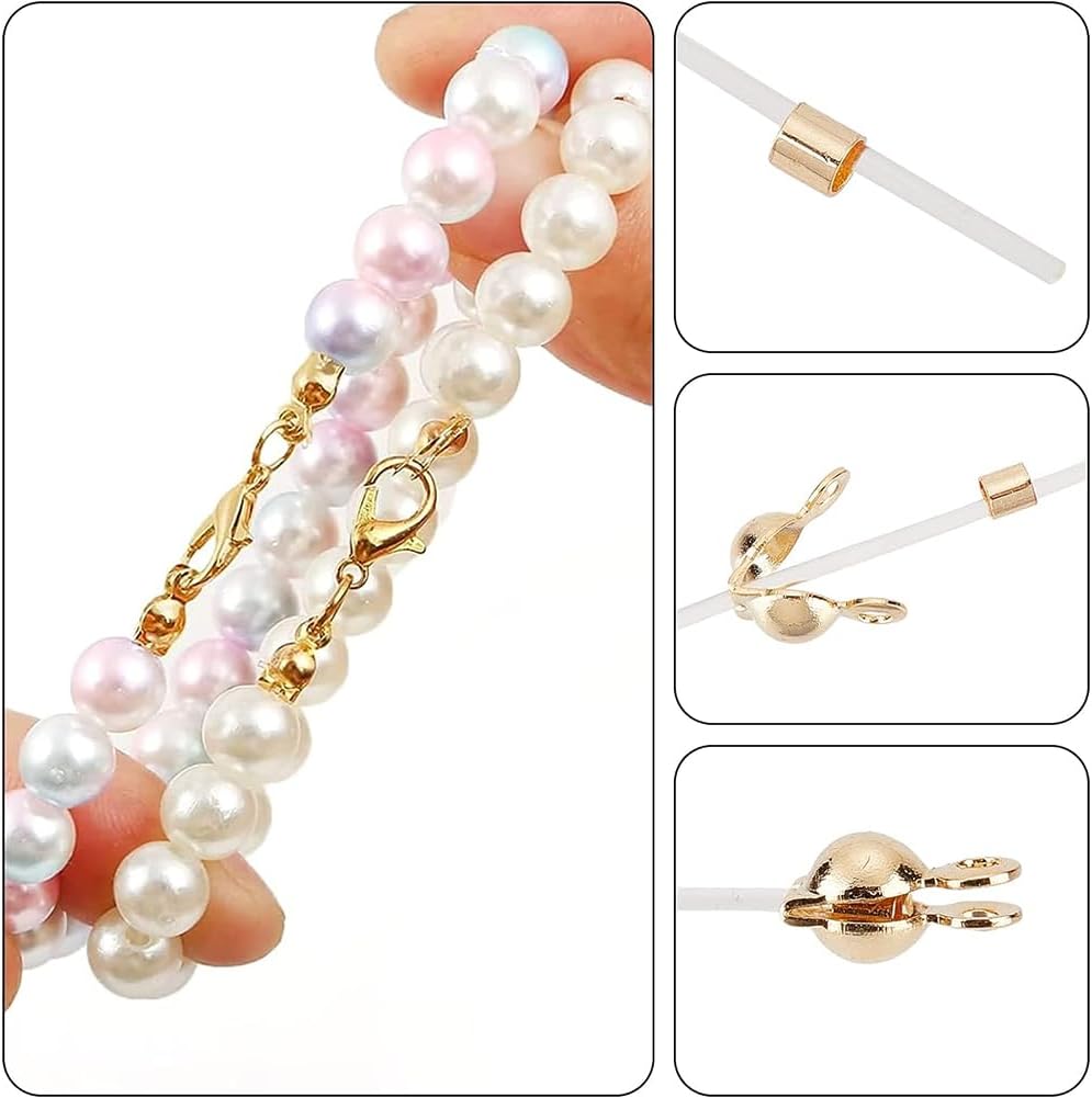 Beebeecraft 300Pcs 14K Gold Filled Brass Crimp Beads Positioning Column Spacer Beads Metal Tube Loose Beads with Storage Box for DIY Necklace Bracelets Anklets Making (Hole 1.2mm) - Image 6