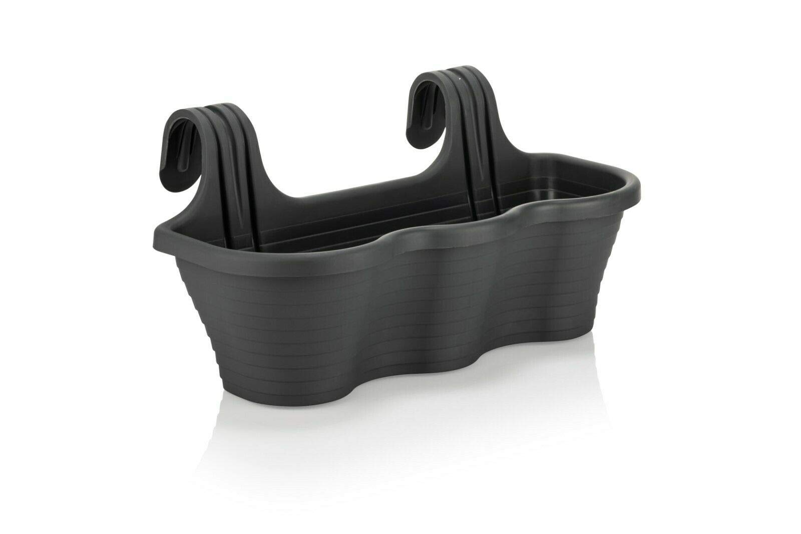 Tamersgifts Anthracite Large Hanging Planter Plant Pots Trough Garden Fence Balcony Railing Flower Pot (Anthracite)