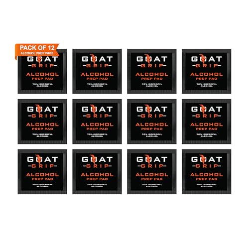 GOAT GRIP Alcohol Prep Pads | Pack of 12 Individually Wrapped Alcohol Wipes | Surface Cleaner for Stronger Adhesion | Ideal for Mounting Tape & Strips | Fast-Drying & No Residue | Strips Not Included