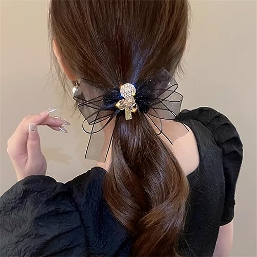 FTPZTINX 枕ネクタイヘッドバンドフラッターバンドヘアバンドヘッドアクセサリーレザーバンドメッシュラインストーン弓ヘアロープ