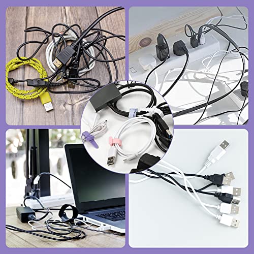 20 Pcs Silicone Zip Ties, Reusable Wire Ties 4.5'' Rubber Cable Ties Straps For Wire Management Home Office Table Organizer, Elastic Cord Ties In White, Black, Pink, Purple, And Blue #TOP5