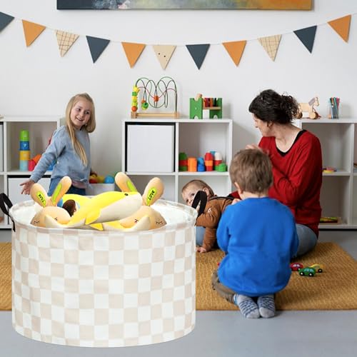 Image of MAIZMZ Checkered Storage Basket Extra Large 80L Kids Hamper Baby Laundry Basket Waterproof Toys Car Organizer Collapsible Canvas for Home /Dorm /Pet /Office /Closet /Shelf /Gift Baskets