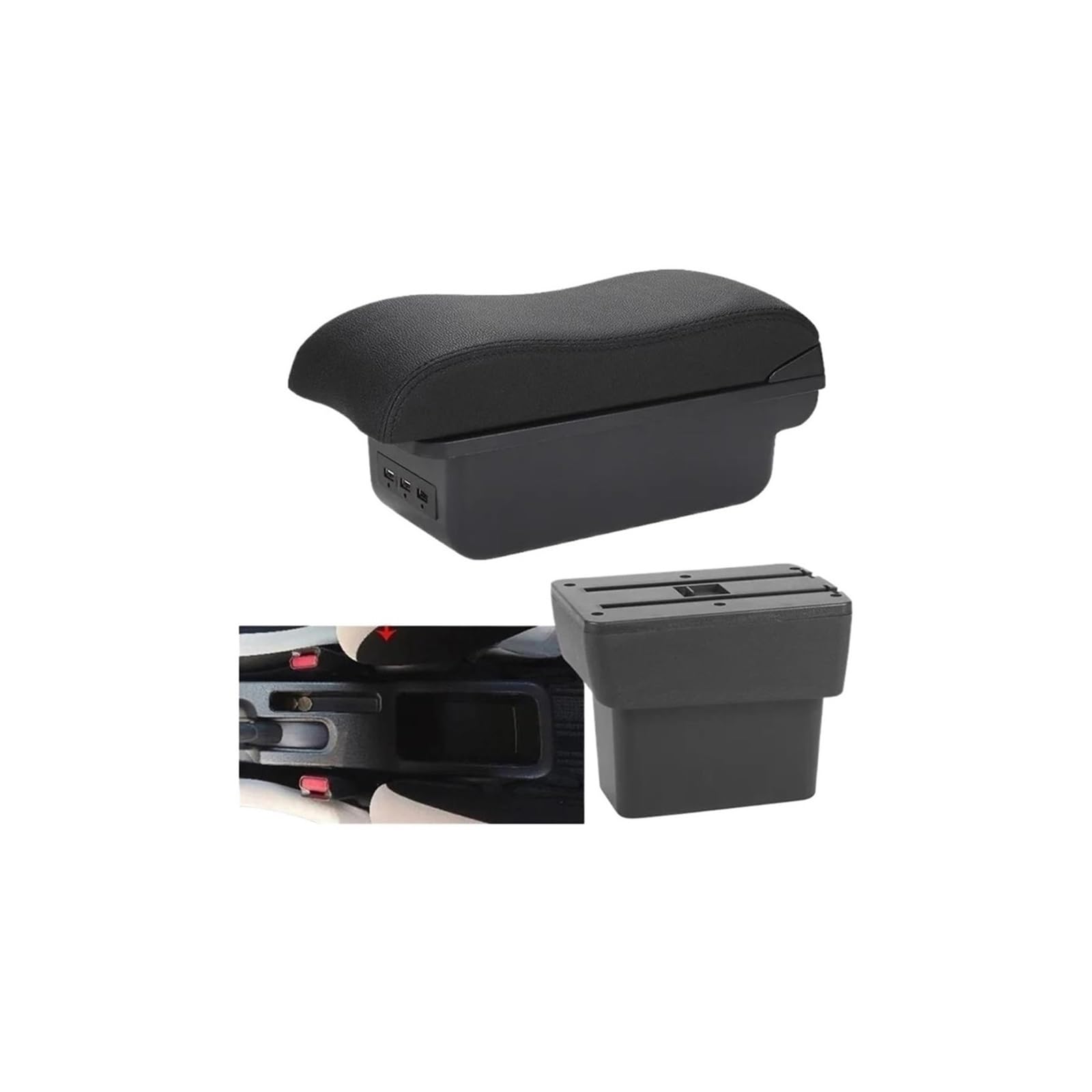 HCKCLMBMZW For Nissan For Note For EPower 2016-2022 Armrest Box Central Storage Dedicated Interior Retrofit Car Car Armrest Center Console(B2 Black Line 3usb)