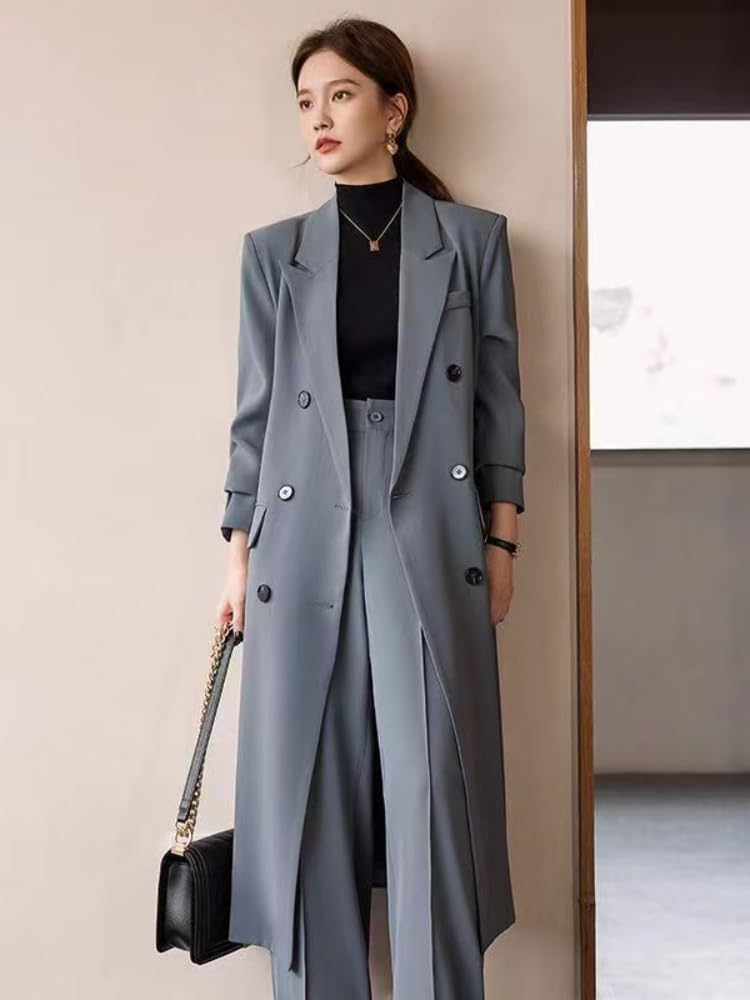 JYHBHMZG Trench Coat For Women Suit Collar Double-Breasted