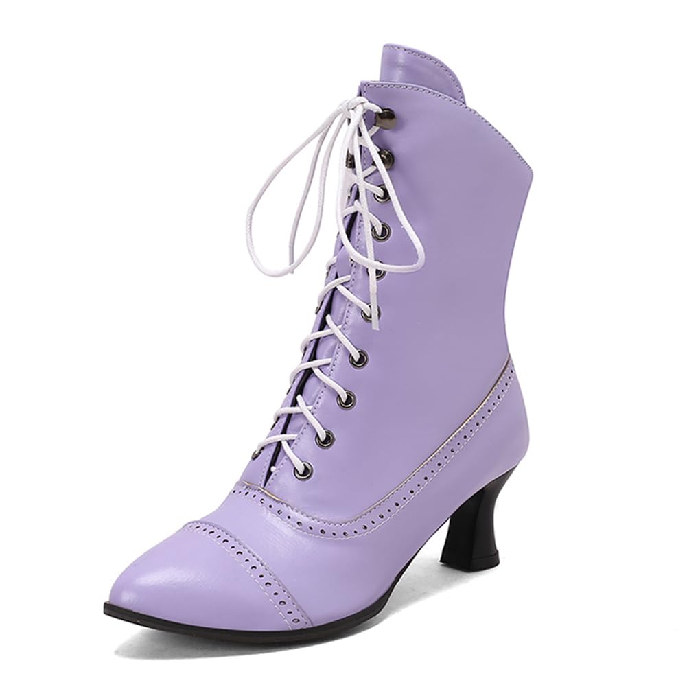 Bottines vintage victoriennes violettes au charme rétro ensorcelant - 6