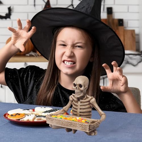 Plat de bonbons squelette d'Halloween, plat de bonbons crâne | Plateau de collations de crâne d’Halloween,Plateau de service squelette créatif, bol de décoration d'Halloween, bols d'exposition de nour – vue 7