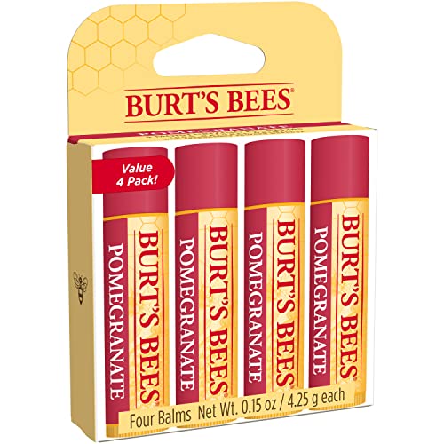 Burt's Bees Lip Balm Easter Basket Stuffers, Moisturizing Lip Care Spring Gift, For All Day Hydration, 100% Natural, Pomegranate With Beeswax & Fruit Extracts (4 Pack) #TOP7