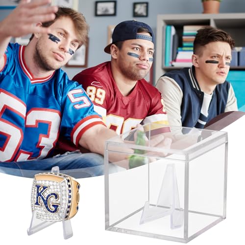 Image of 20 Pack Championship Ring Display Case Clear Acrylic Ring Case Display Box for Sports Baseball Softball Football Golf Single Ring Coin Holder Stand, 2.16 Inch