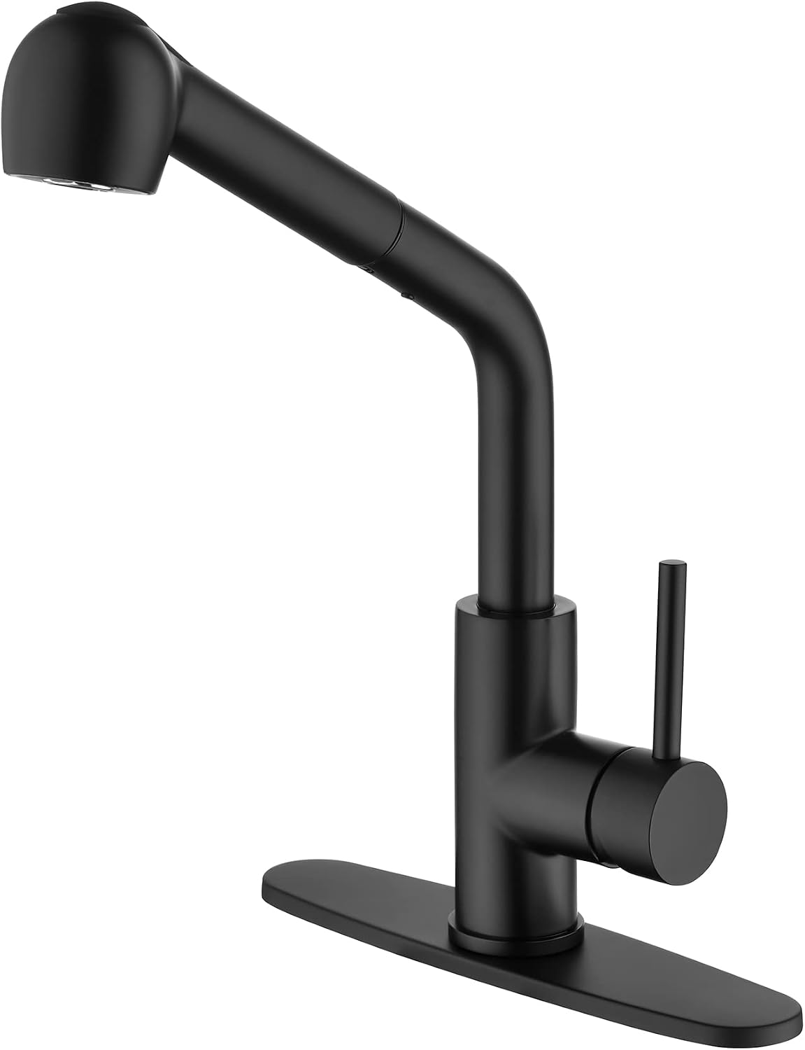 Pull-Out Kitchen Brass Hot and Cold Water Mixer Tap, Single Hole Handle Sink 360°Rotation Faucet with One-Key Stop,Black Faucets(Plating)