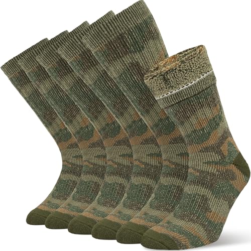 Image of Alvada Mens Merino Wool Crew Socks Thermal and Warm Socks for Winter Work Hiking Running 3 Pairs