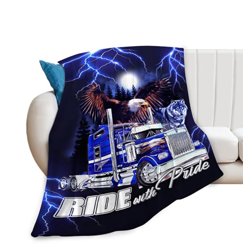 Semi Truck Flannel Throw Blanket
